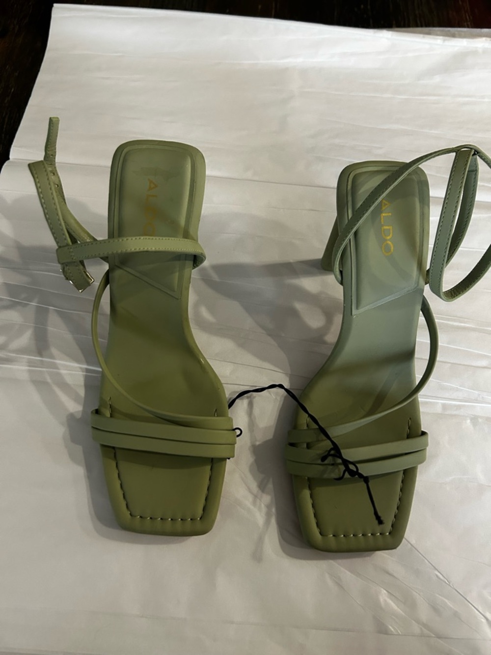ALDO Women's Olive Green Strappy Square-Toe Sandals